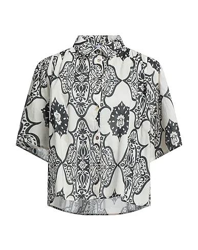 Beige Plain weave Patterned shirts & blouses