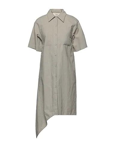 Beige Plain weave Shirt dress