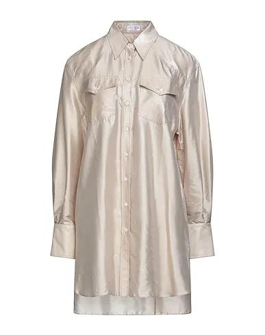 Beige Plain weave Silk shirts & blouses