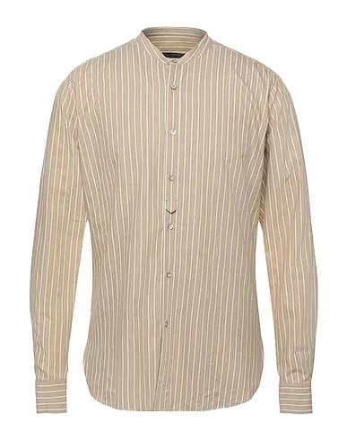 Beige Plain weave Striped shirt