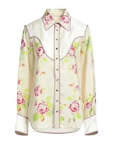 Beige Satin Floral shirts & blouses
