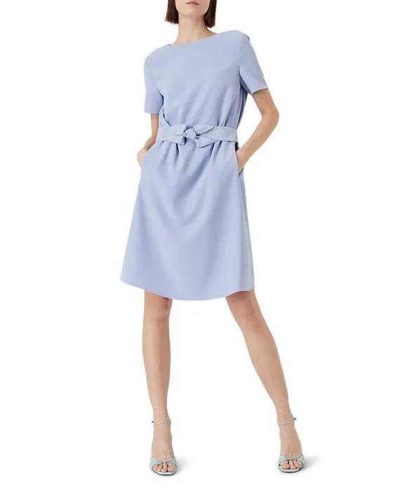 Belted Boat Neck Dress