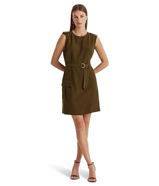 Belted Double-Faced Crepe Dress