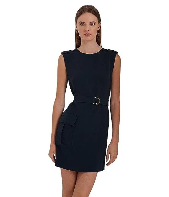 Belted Double-Faced Crepe Dress