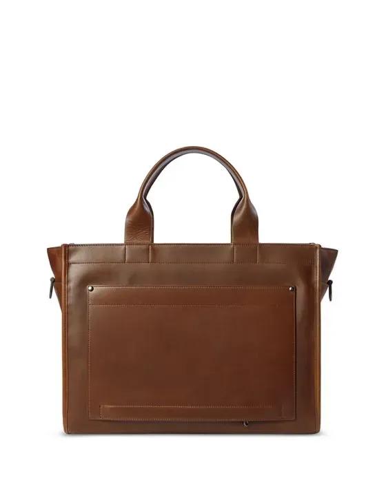 Bert Navigator Leather Zip Brief Tote 