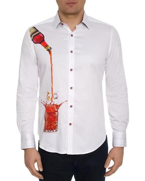 Bevande Cotton Blend Printed Classic Fit Button Down Shirt 