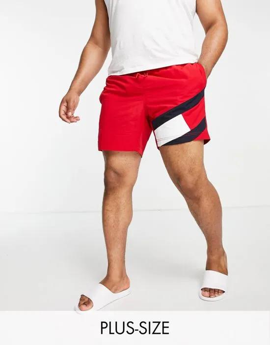 Big & Tall flag swim shorts in red