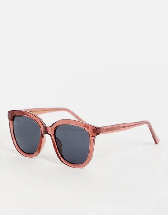 Billy oversized square sunglasses in soft red transparent