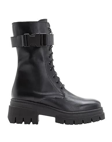 Black Ankle boot LEATHER BUCKLE COMBAT BOOTS
