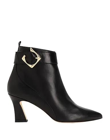 Black Ankle boot LEATHER POINT TOE SPOOL-HEEL ANKLE BOOT
