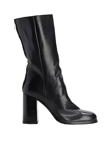 Black Ankle boot LEATHER SQUARE-TOE HIGH ANKLE BOOT

