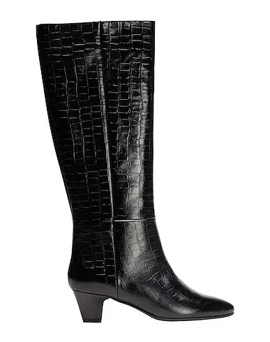 Black Boots CROC PRINTED LEATHER ALMOND-TOE HIGH BOOT
