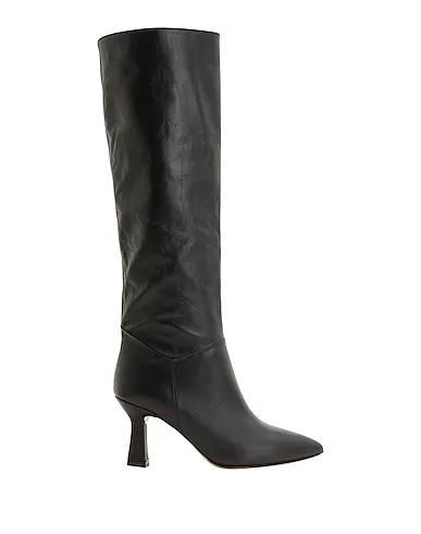 Black Boots GLOVE LEATHER HEELED TALL BOOTS
