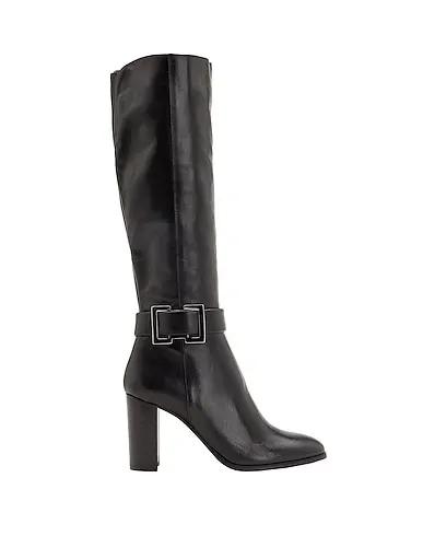 Black Boots LEATHER HEELED TALL BOOTS
