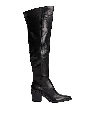 Black Boots LEATHER WESTERN OVER-THE-KNEE BOOTS
