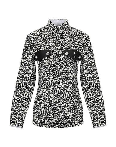 Black Cotton twill Floral shirts & blouses