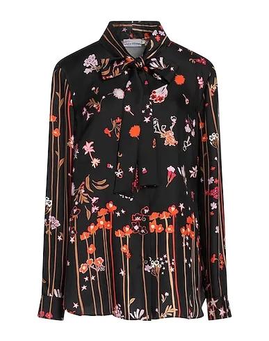 Black Cotton twill Floral shirts & blouses