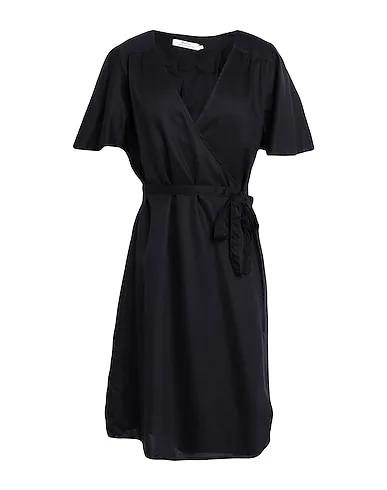 Black Cotton twill Midi dress Wrap Dress Kungshamn