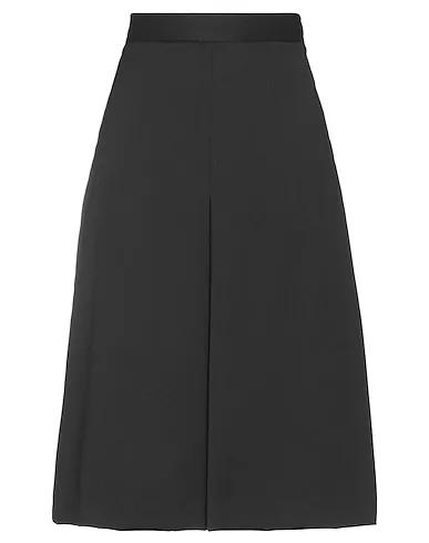 Black Cotton twill Midi skirt