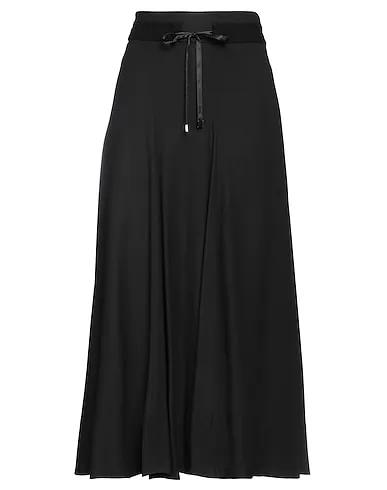 Black Cotton twill Midi skirt