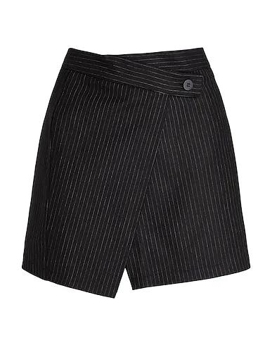 Black Cotton twill Mini skirt ASYMMETRIC WRAP MINI SKIRT
