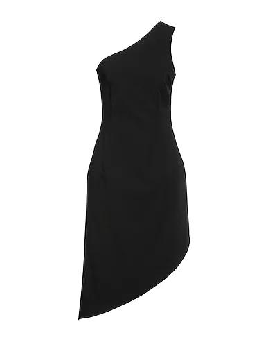 Black Cotton twill One-shoulder dress
