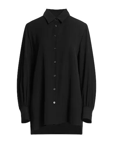 Black Cotton twill Solid color shirts & blouses