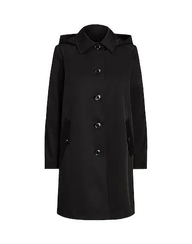 Black Full-length jacket HOODED COTTON-BLEND BALMACAAN COAT
