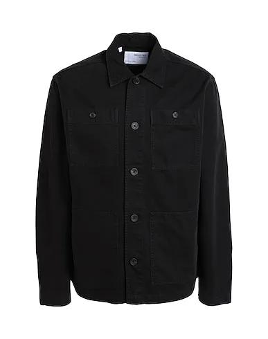 Black Gabardine Solid color shirt
