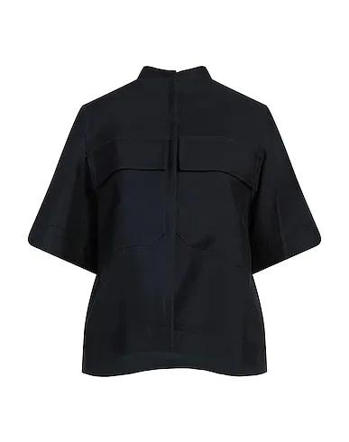 Black Gabardine Solid color shirts & blouses