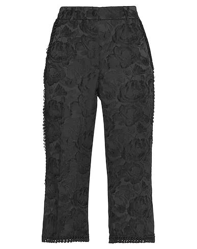 Black Jacquard Cropped pants & culottes