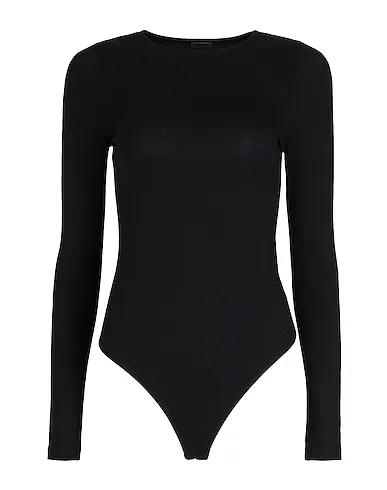 Black Jersey Bodysuit VISCOSE CREWNECK THONG BODYSUIT
