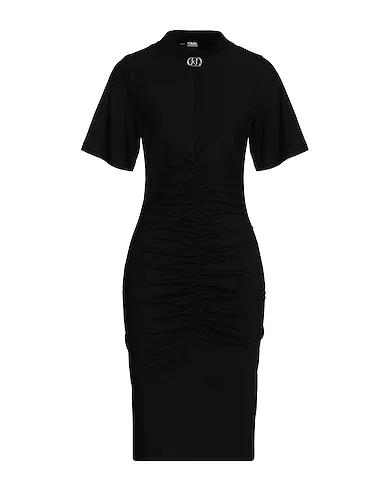 Black Jersey Midi dress RUCHED T-SHIRT DRESS