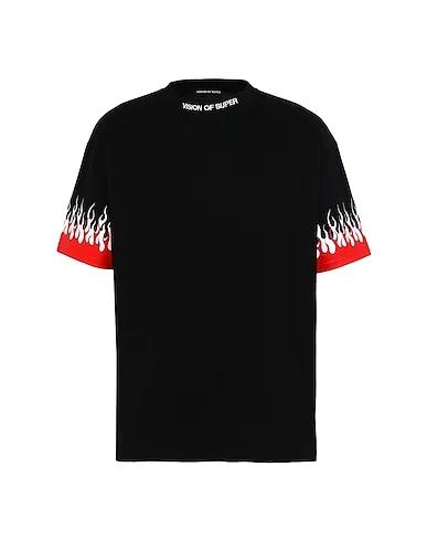 Black Jersey Oversize-T-Shirt BLACK T-SHIRT DOUBLE FLAMES
