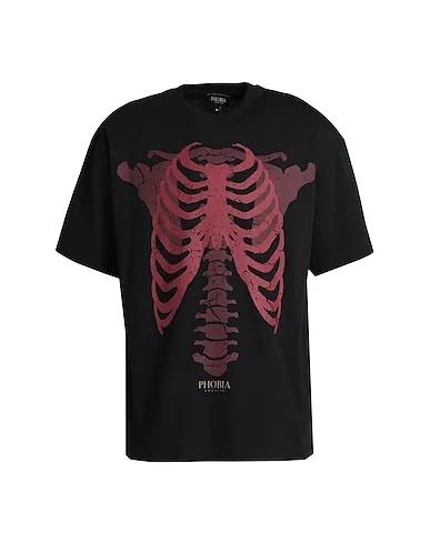 Black Jersey Oversize-T-Shirt T-SHIRT WITH RED SKELETON
