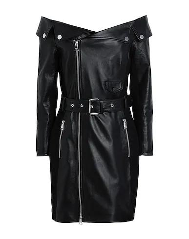 Black Jersey Short dress LEATHER DRESS	