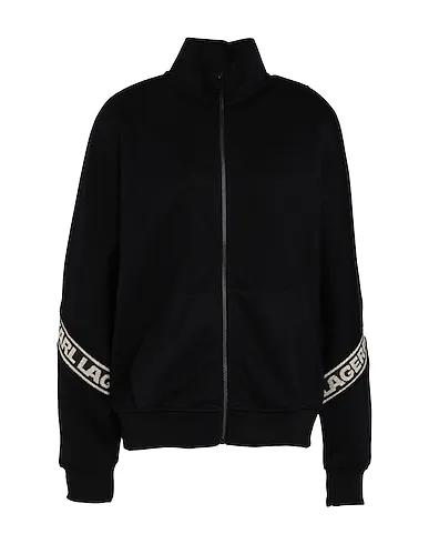 Black Jersey Sweatshirt LOGO GLITTER TAPE ZIP-UP SWEAT
