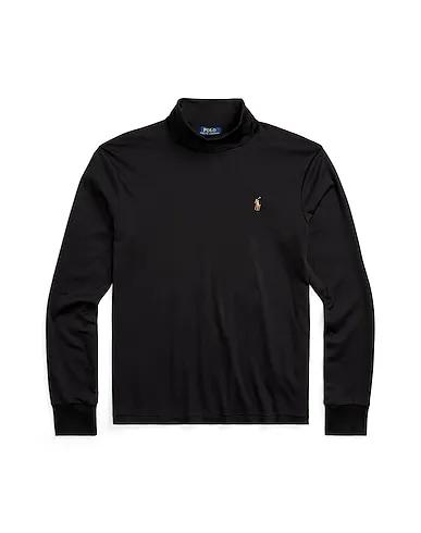 Black Jersey T-shirt SOFT COTTON TURTLENECK
