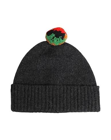Black Knitted Hat PLAIN HAT STRIPE POMPOM
