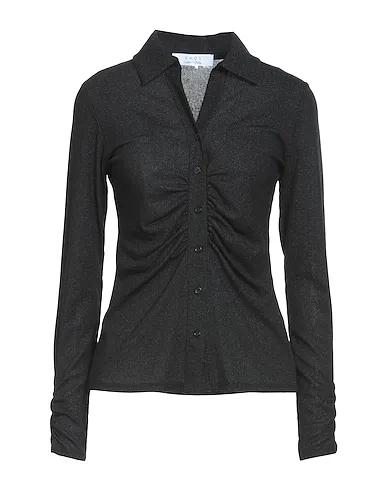 Black Knitted Solid color shirts & blouses