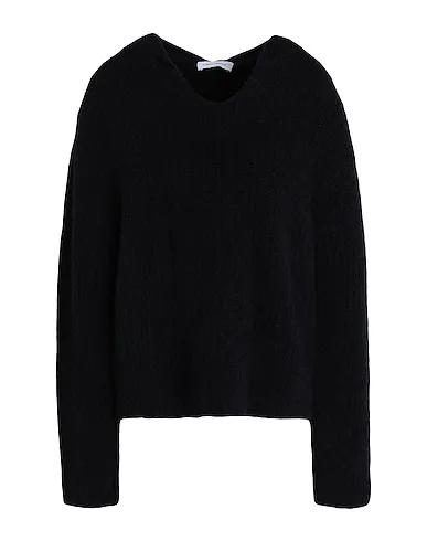 Black Knitted Sweater FISHERMAN RIB HOODIE
