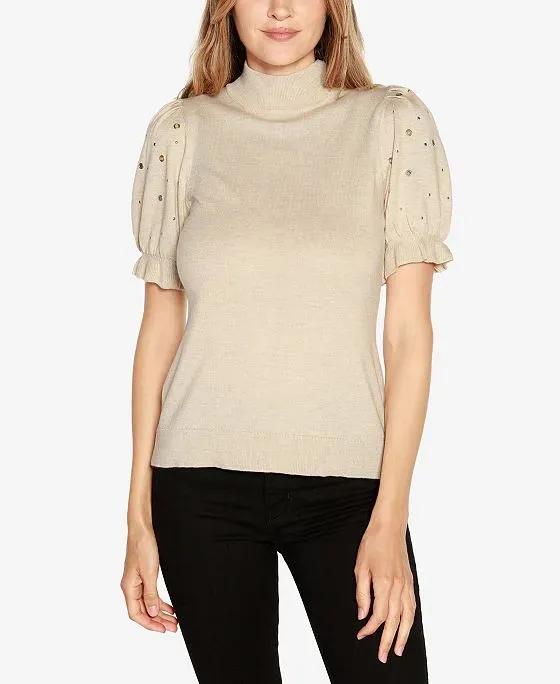 Black Label Women's Embellished Puff-Sleeve Sweater