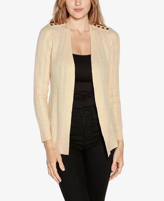 Black Label Women's Open Front Cable Knit Cardigan Sweater