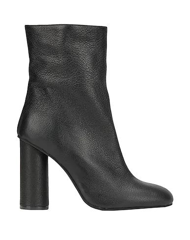 Black Leather Ankle boot LEATHER ROUND-HEEL ANKLE BOOT
