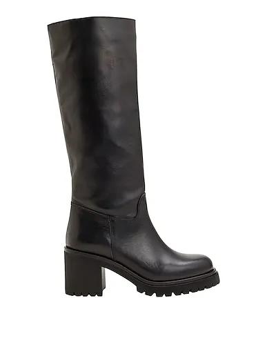 Black Leather Boots LEATHER LUG SOLE TALL BOOTS

