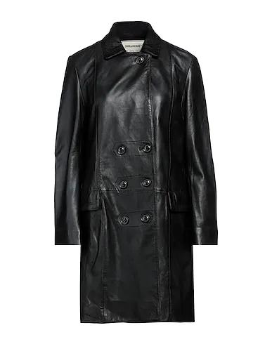 Black Leather Double breasted pea coat