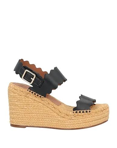 Black Leather Espadrilles