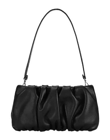 Black Leather Handbag BEAN BAG BLACK
