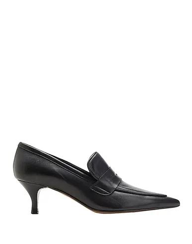 Black Leather Loafers LEATHER POINTY-TOE PENNY LOAFER

