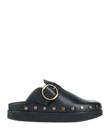 Black Leather Mules and clogs